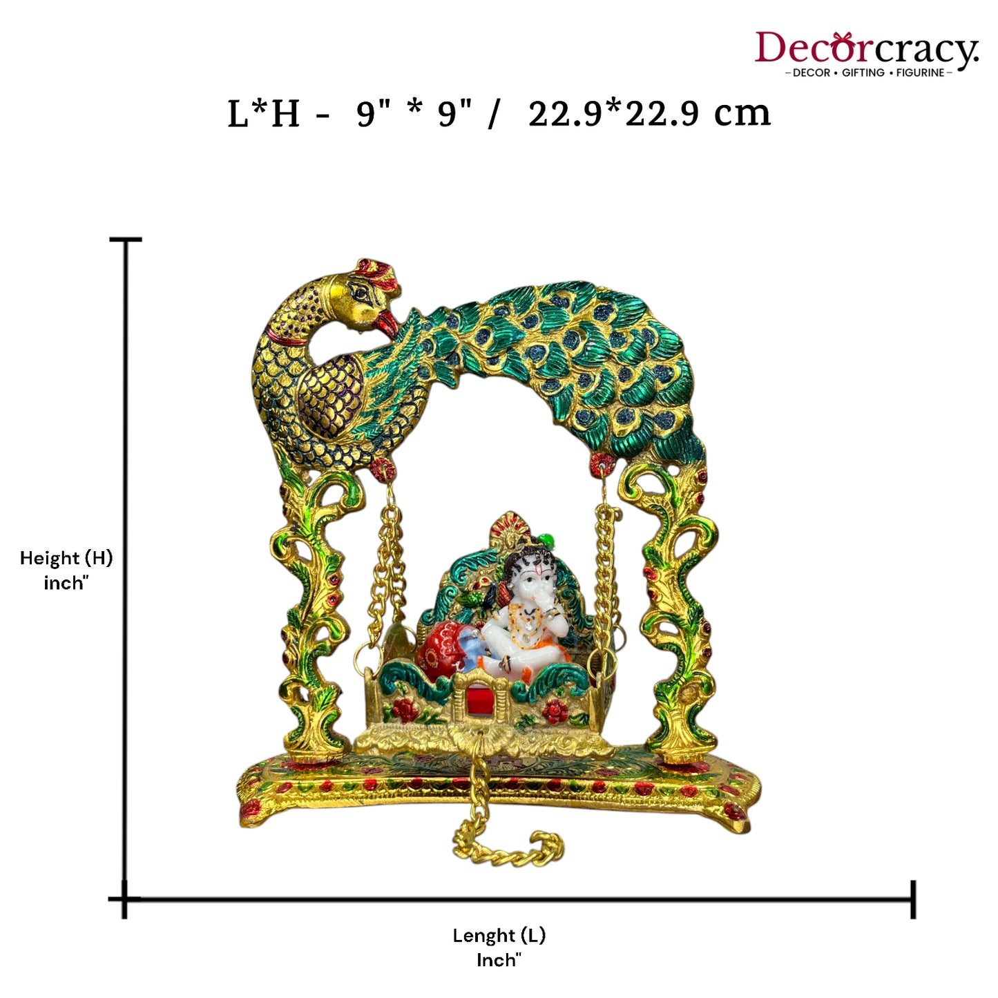 Laddu Gopal Full Peacock Jhula Metal Multicolor