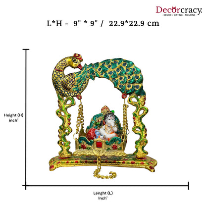 Laddu Gopal Full Peacock Jhula Metal Multicolor