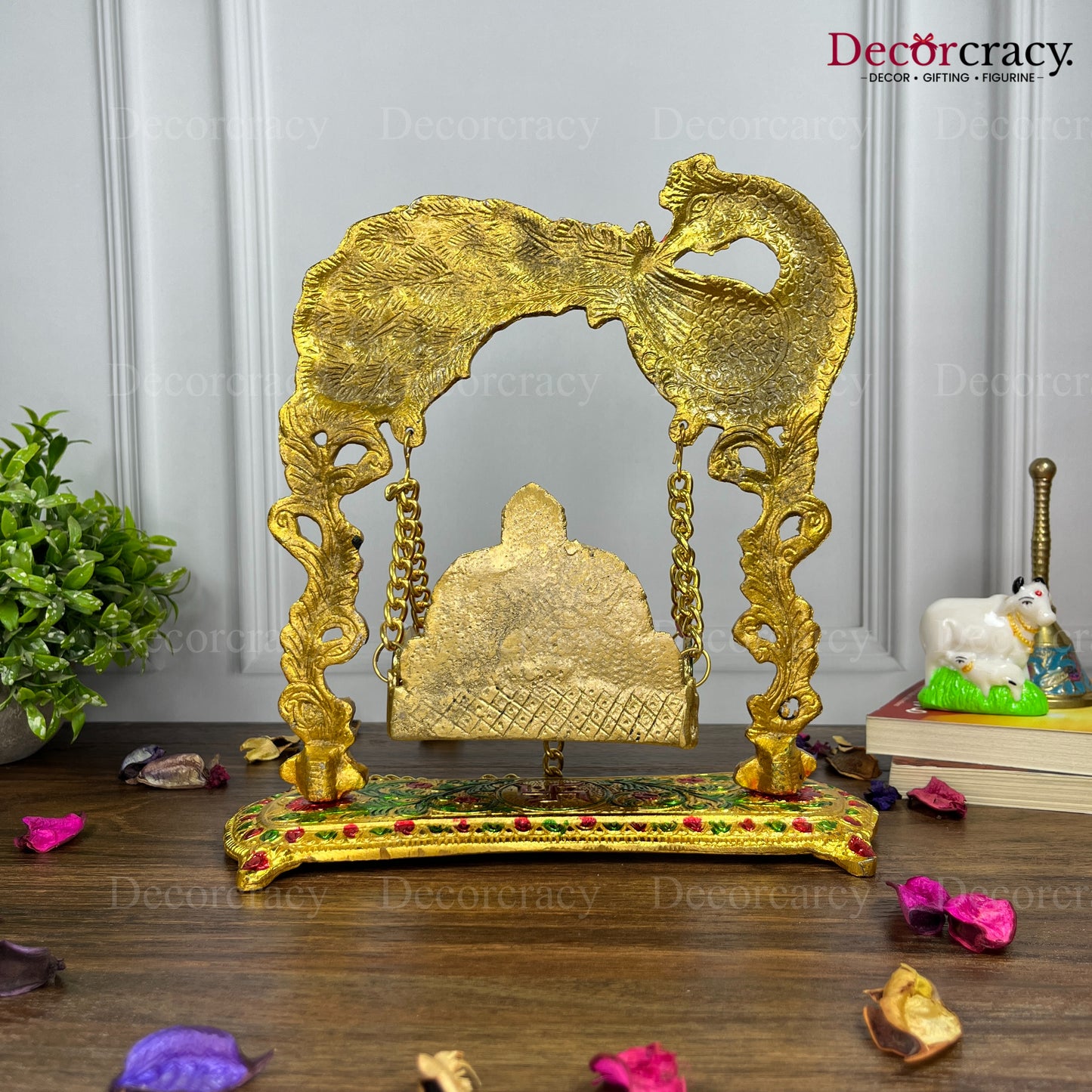 Laddu Gopal Full Peacock Jhula Metal Multicolor