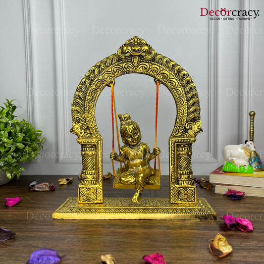 Laddu Gopal Jhula Metal golden