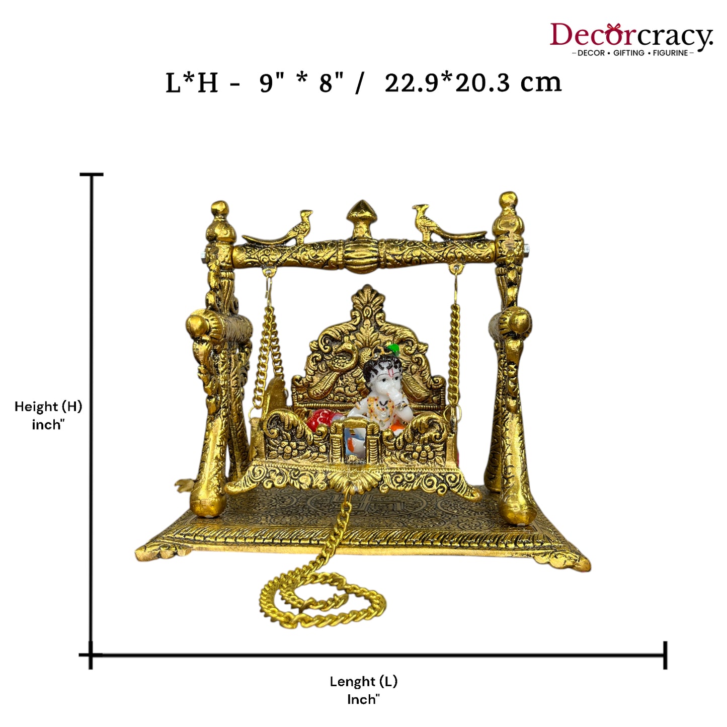 Laddu Gopal Peacock Jhula Metal golden