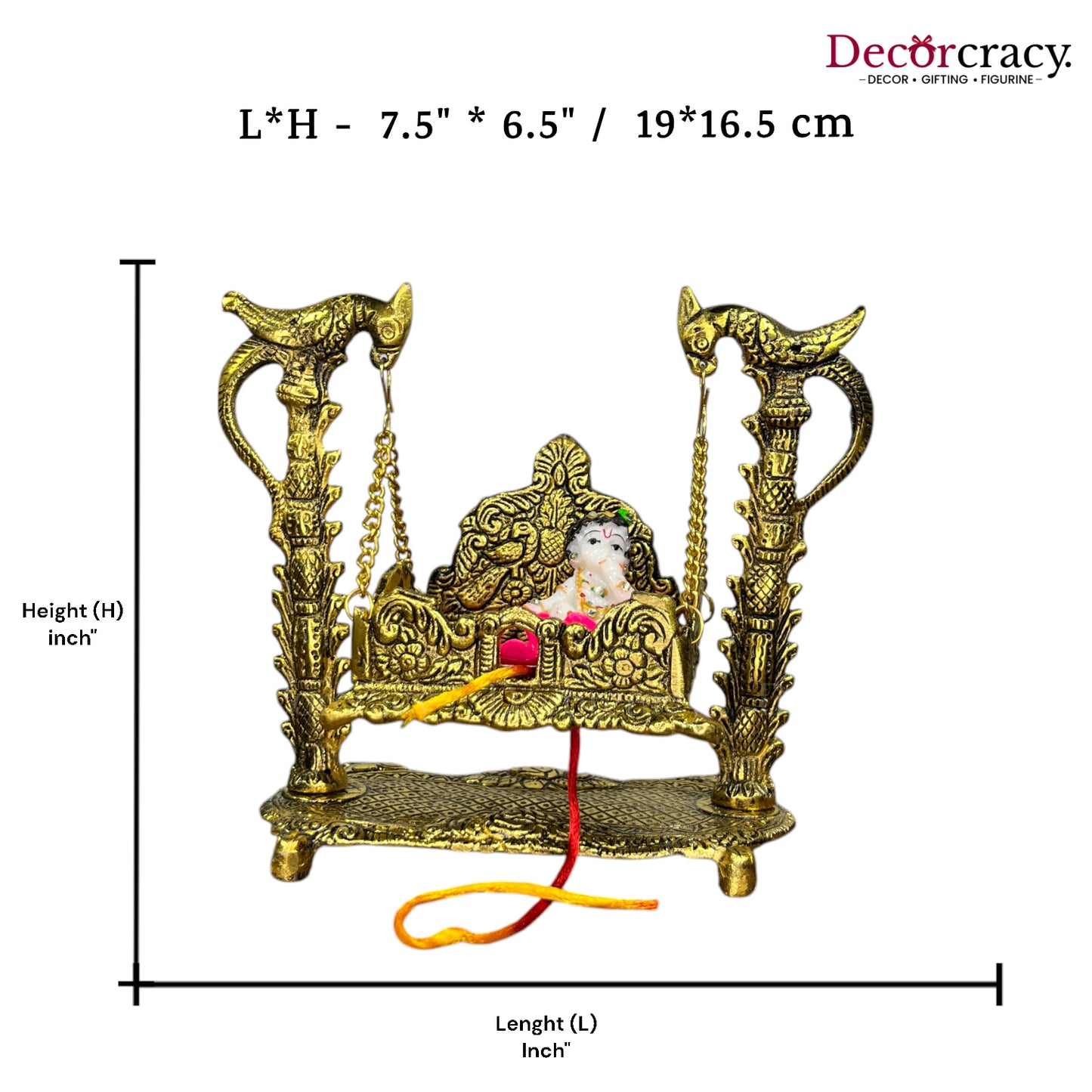 Laddu Gopal Parot Jhula Metal golden