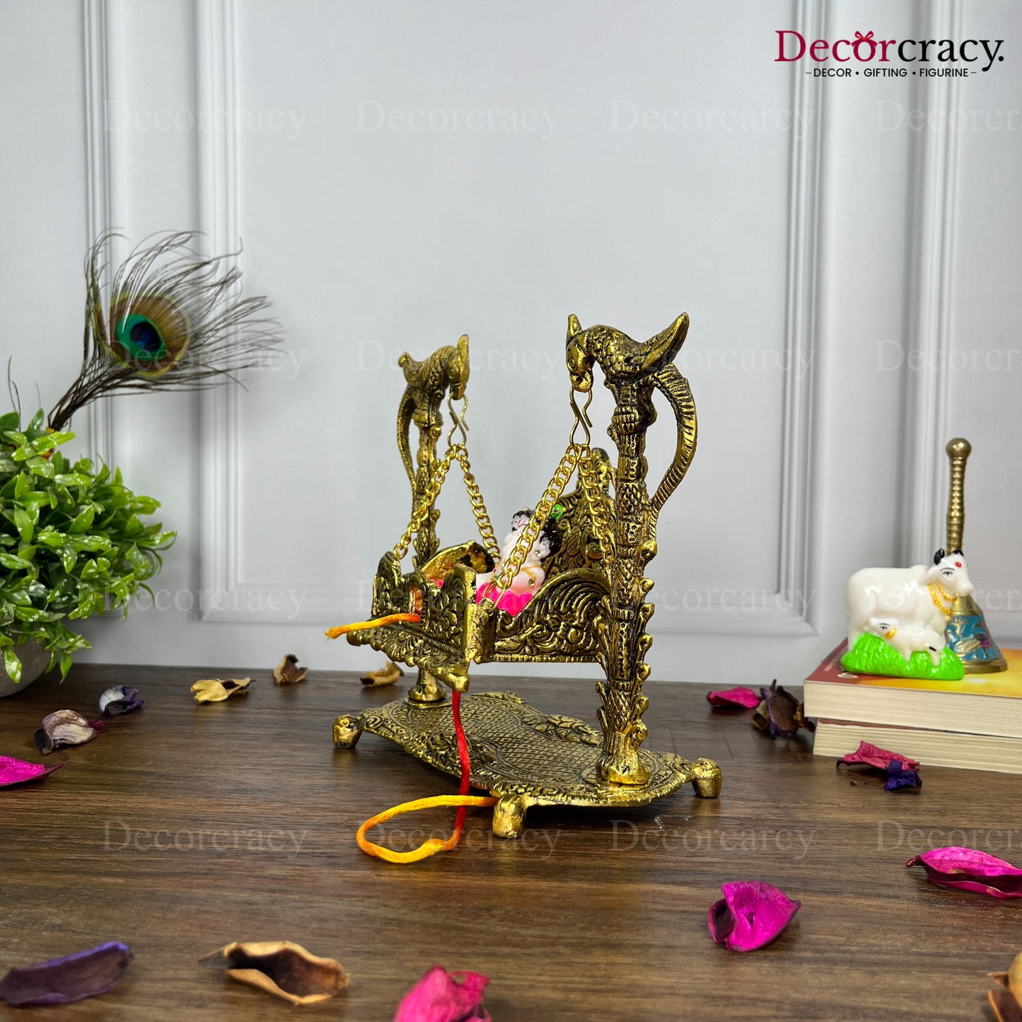 Laddu Gopal Parot Jhula Metal golden