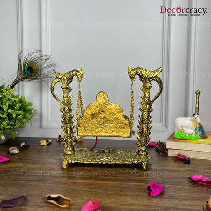 Laddu Gopal Parot Jhula Metal golden