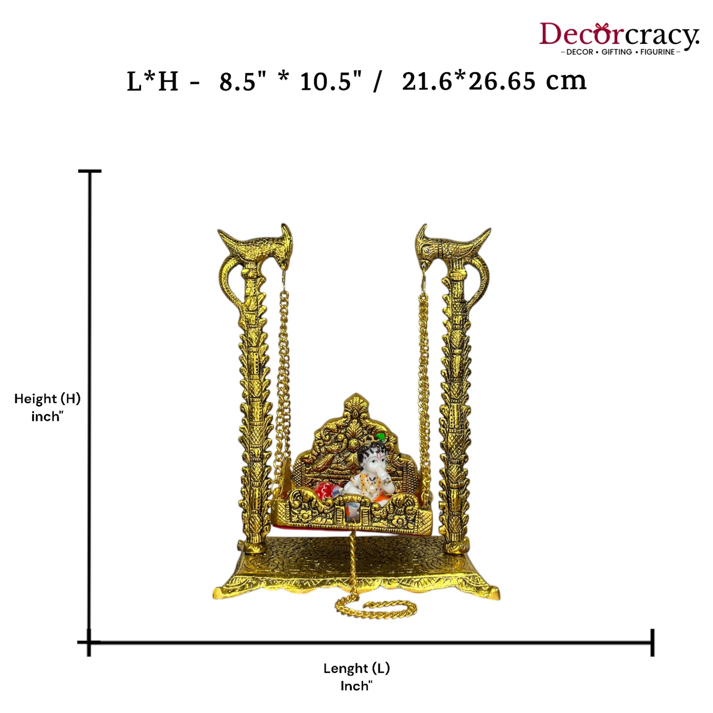 Laddu Gopal Parot Jhula Metal golden