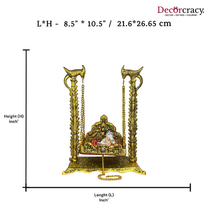 Laddu Gopal Parot Jhula Metal golden