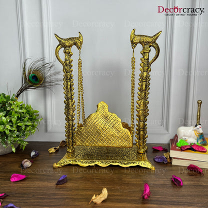 Laddu Gopal Parot Jhula Metal golden