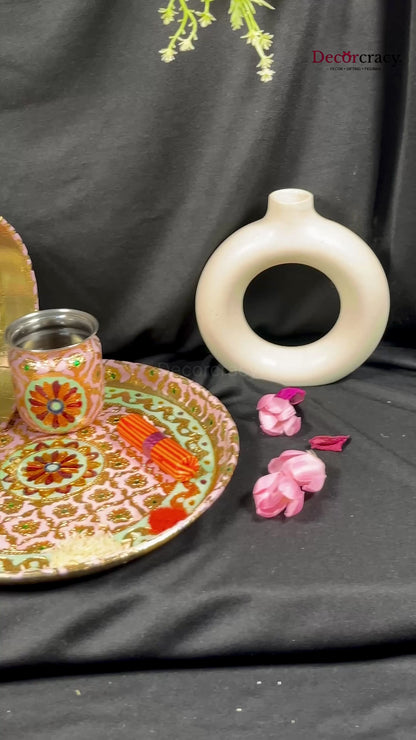 Pink Karwa Chout Full Meenakari Lota Kalash Channi